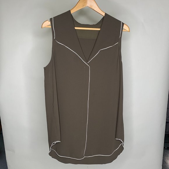 Babaton khaki sleeveless blouse - Picture 1 of 7